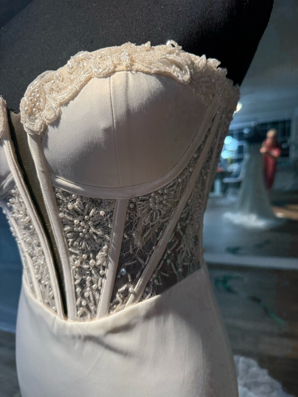 Ivory Beaded Lace Corset Wedding Dress